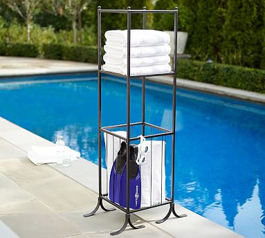 Bronze Pool Storage Towel Shelf Hamper Pottery Barn