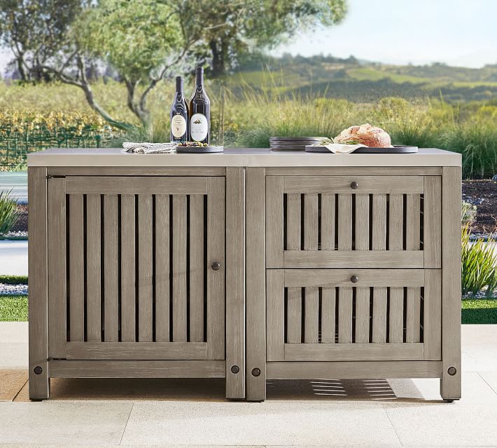 Abbott Outdoor Kitchen Acacia Two Drawer Single Door Cabinet