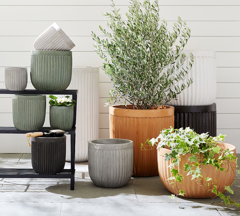 Concrete Fluted Outdoor Planters