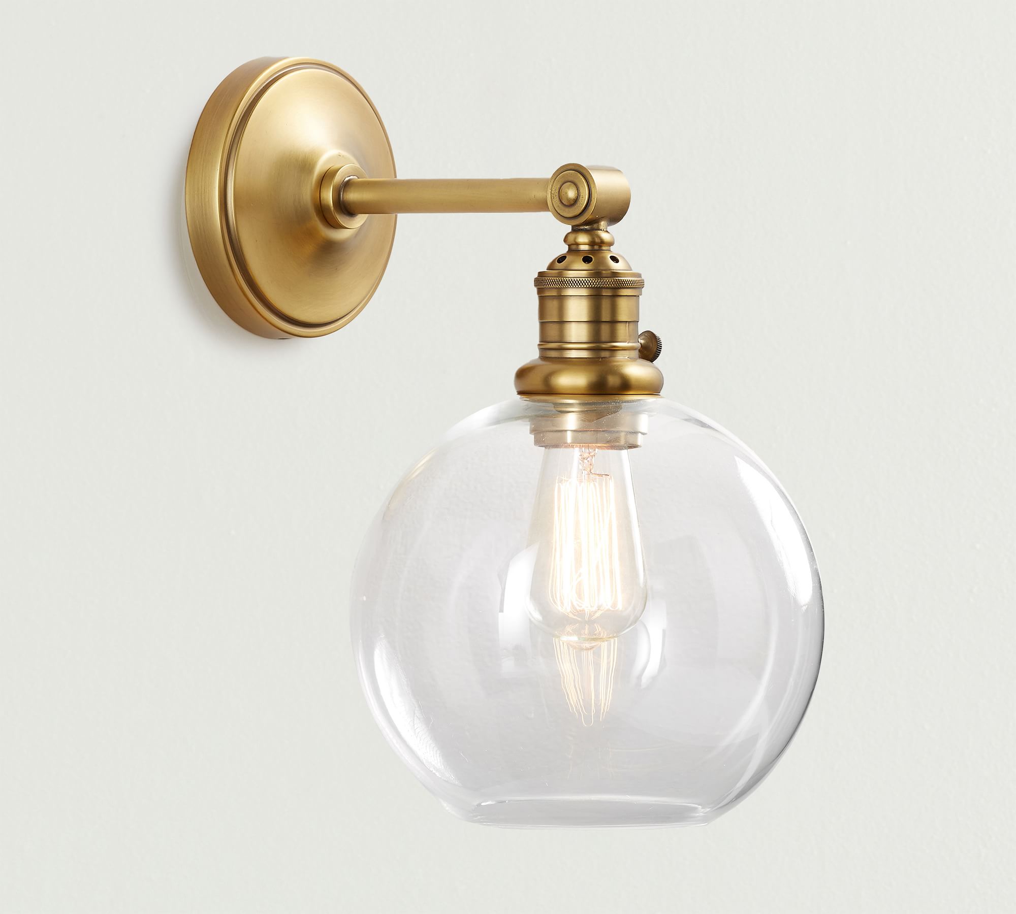 Glass Globe Straight Arm Sconce (13'')