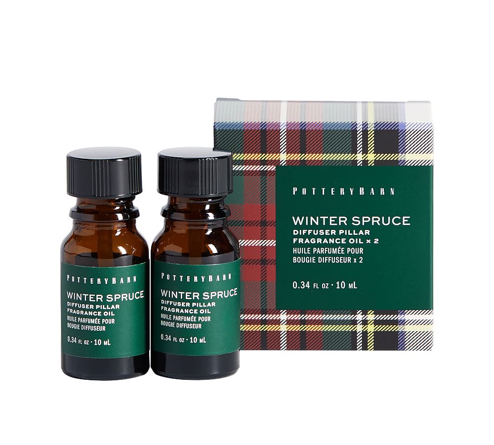 Diffuser Pillar Candle Fragrance Oil - Winter Spruce, 0.34oz, Set of 2