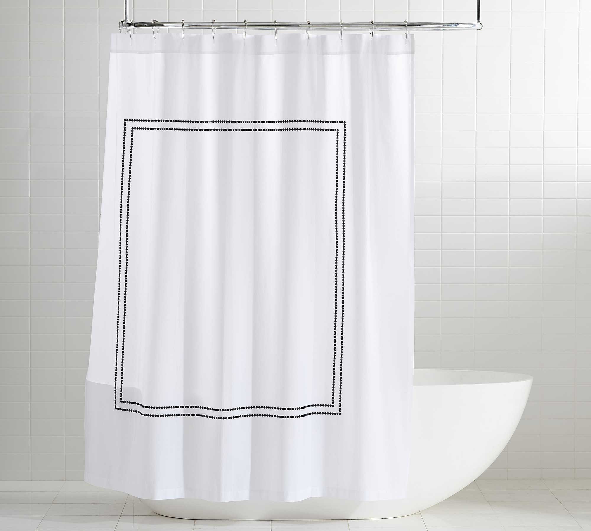 Pearl Embroidered Organic Shower Curtain