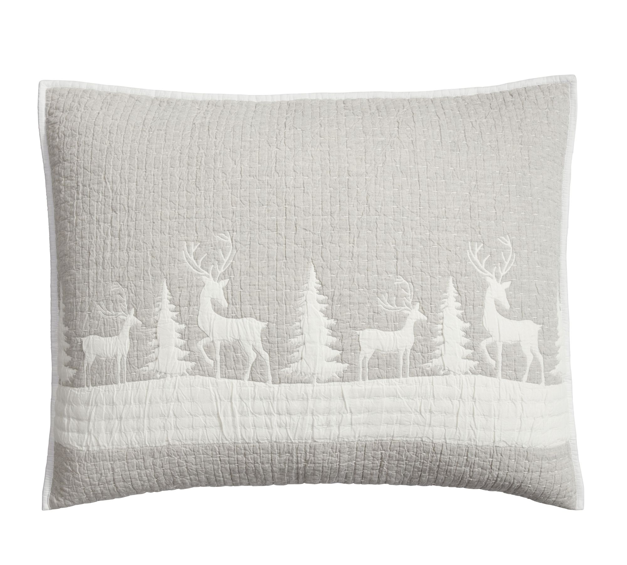 Winter Deer Reversible Applique Quilted Sham