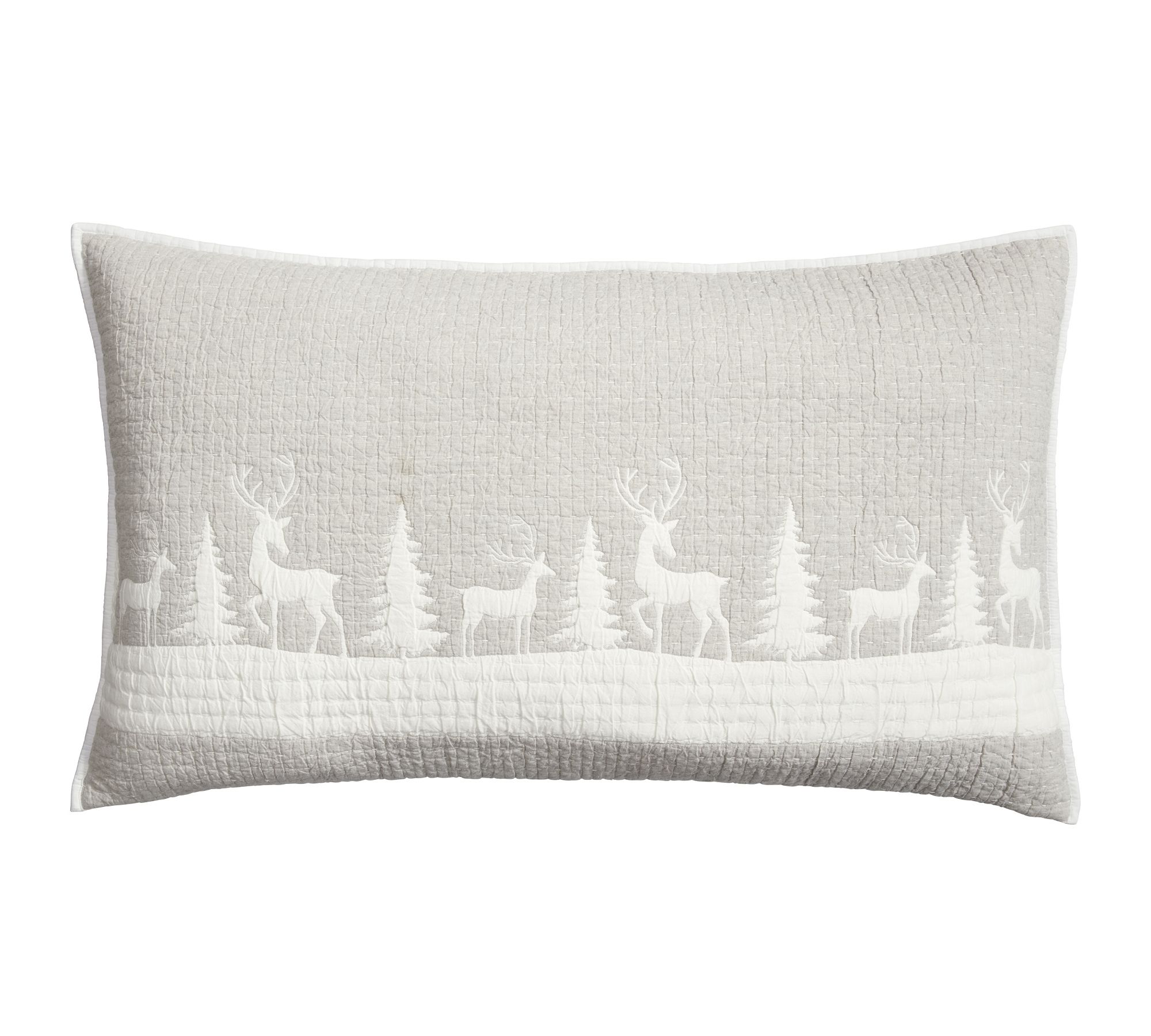 Winter Deer Reversible Applique Quilted Sham