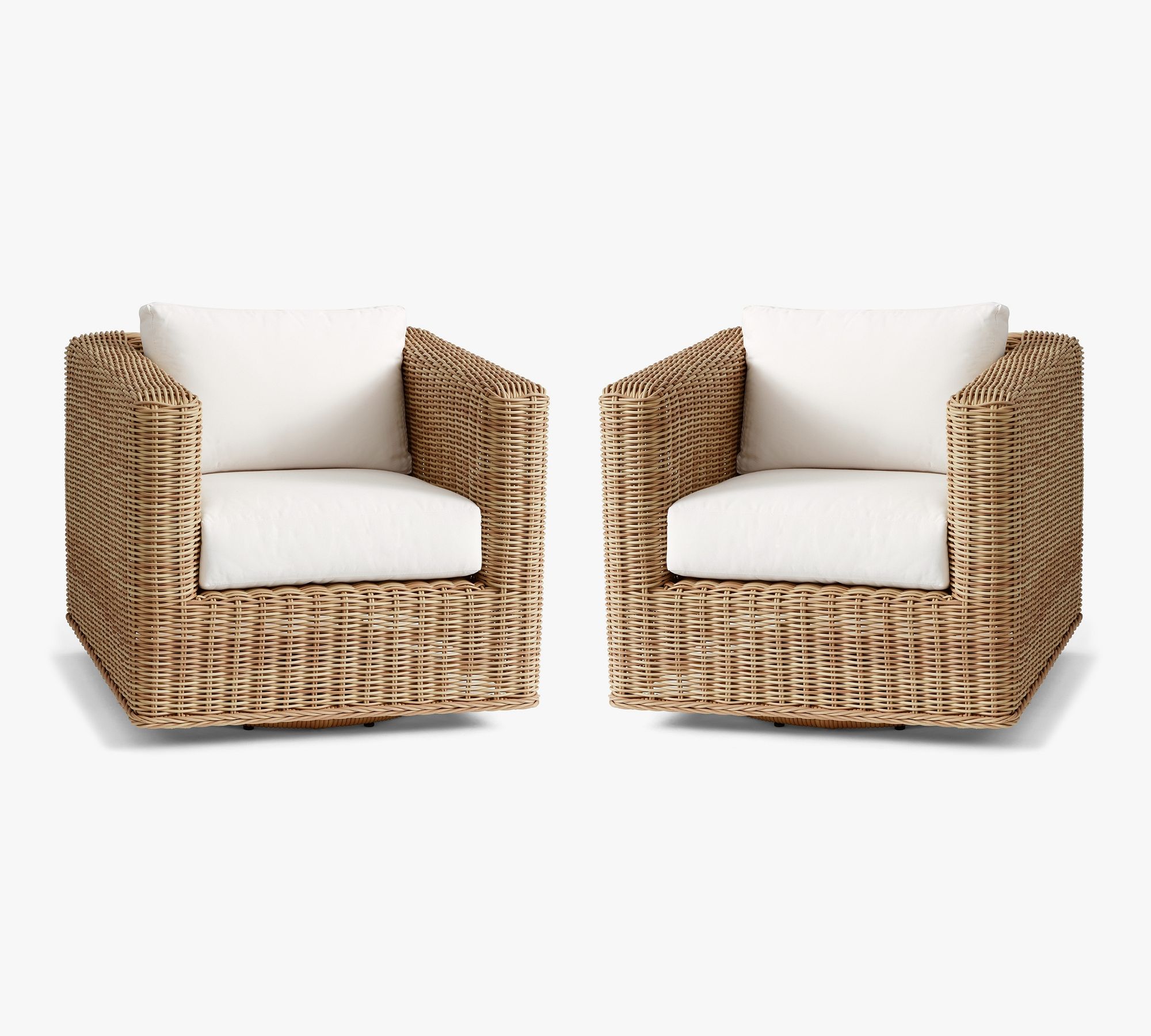 Huntington Wicker Square Arm Swivel Outdoor Lounge Chair