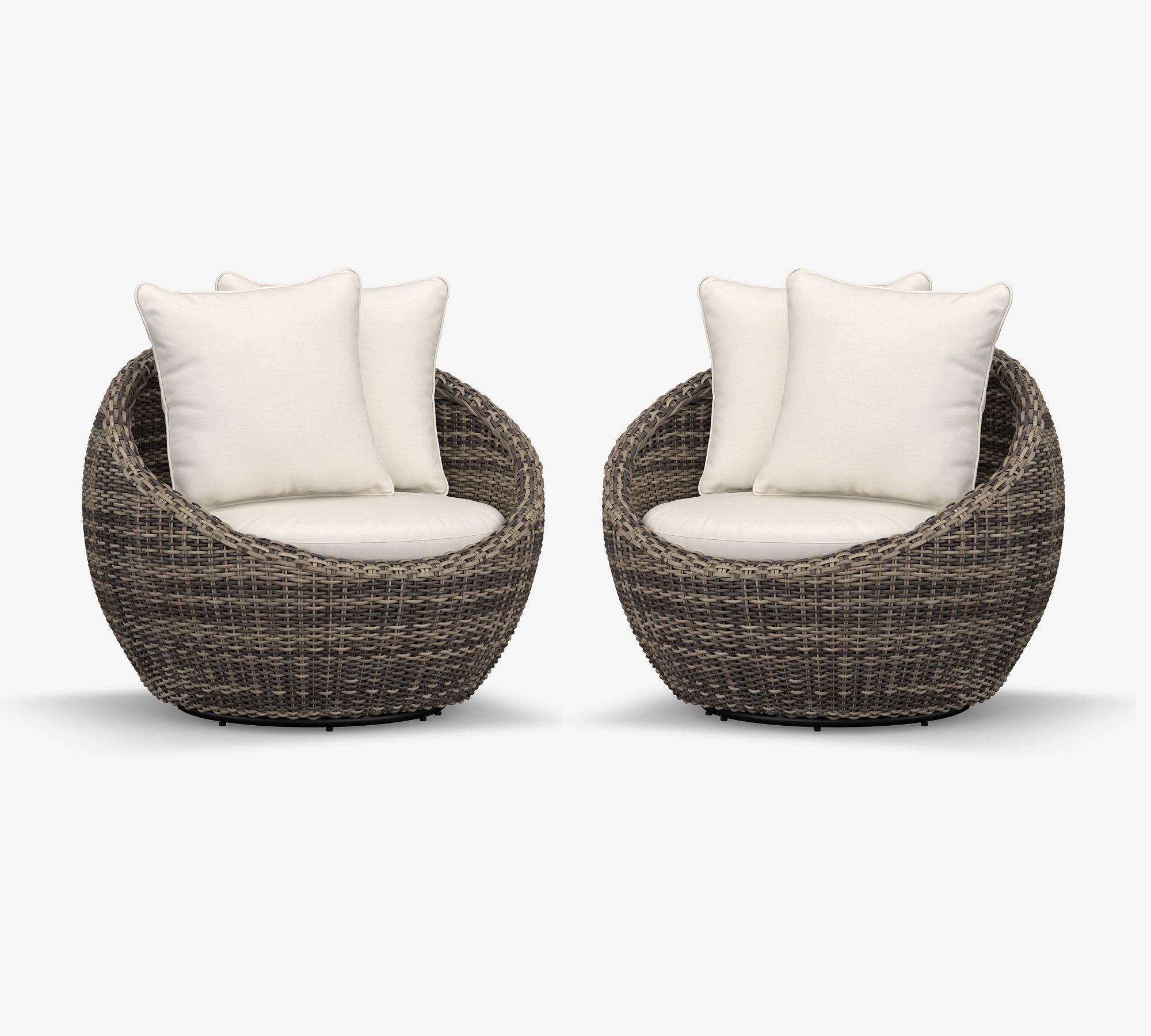 Torrey Wicker Papasan Swivel Outdoor Lounge Chair