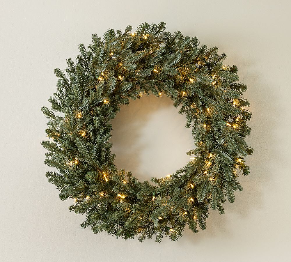 Tree Classics by Balsam Hill Lit Faux Grand Fir Wreath &amp; Garland With Clear Lights