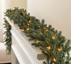 Tree Classics by Balsam Hill Lit Faux Grand Fir Wreath &amp; Garland With Clear Lights