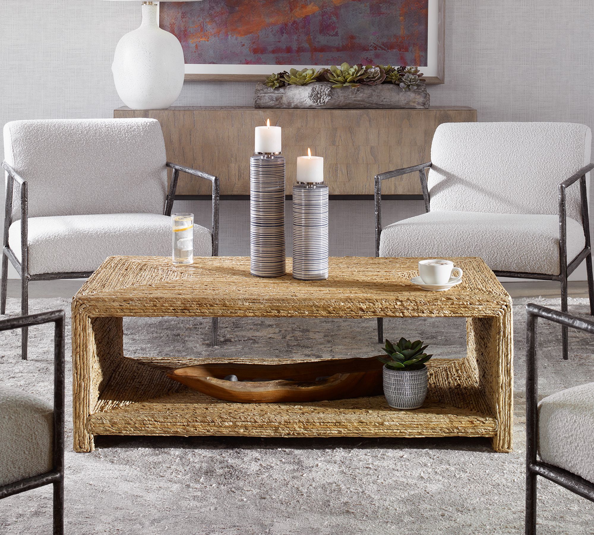 Noah Rectangular Woven Coffee Table (46")