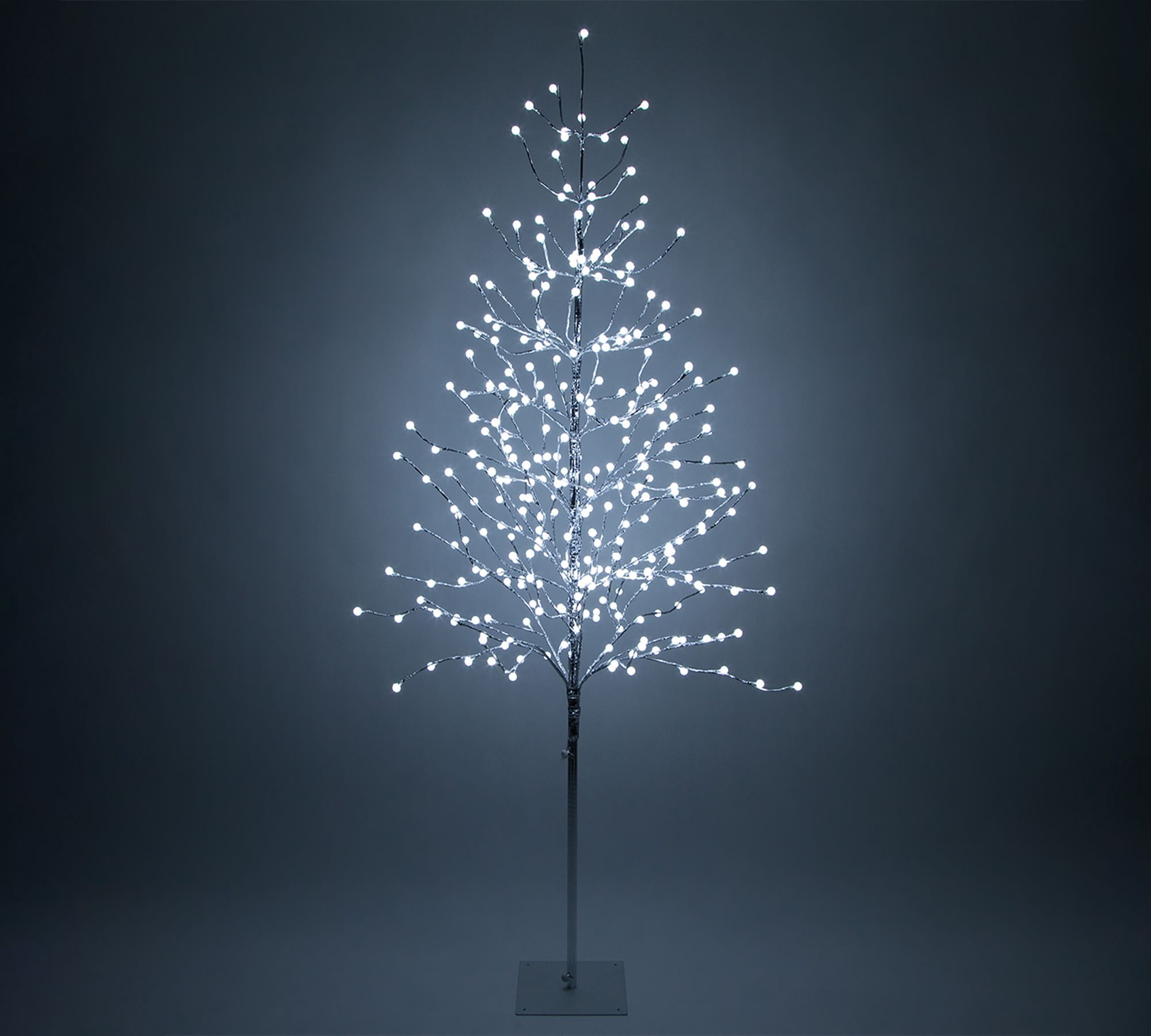 Cool White LED Ornamental Silver Tree - 6'