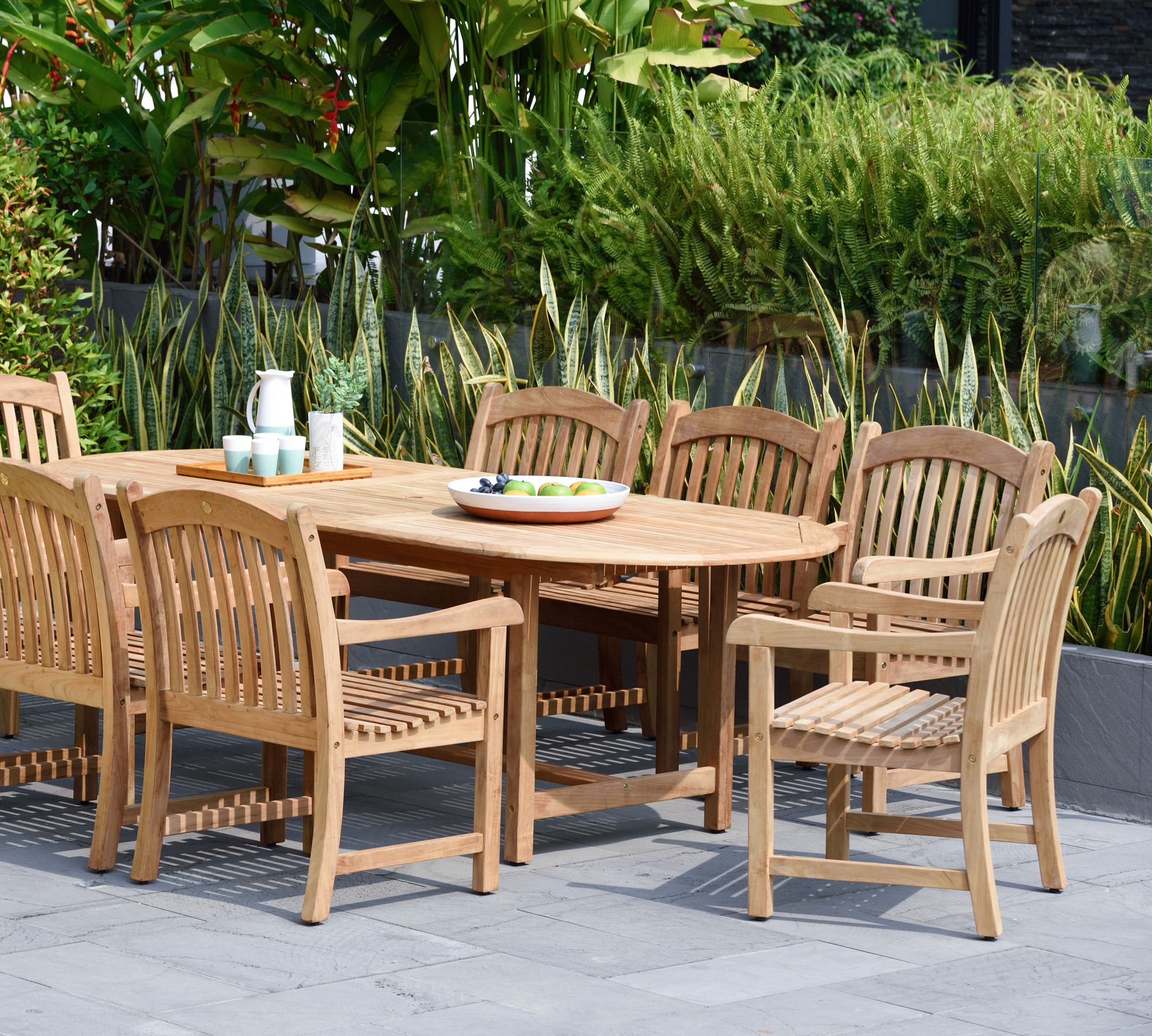 Pottery Barn Nassau 9 Piece Teak Oval Table Placid Teak Dining Armchair Set The Shops at Willow Bend