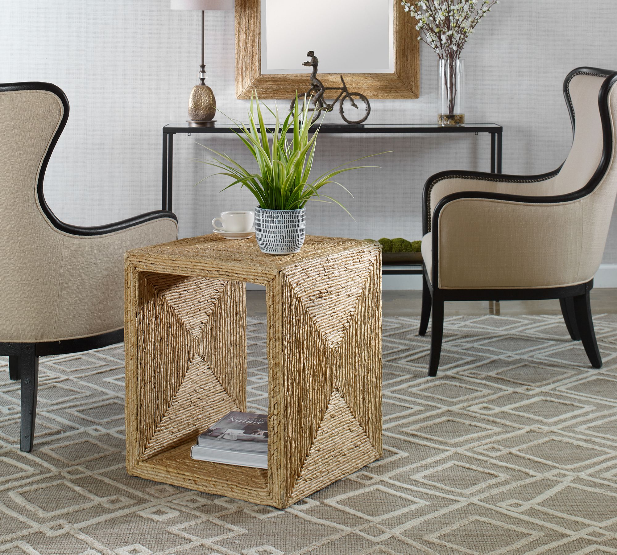 Noah Square Woven Accent Table (20.5")