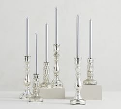 Unscented Silver Taper Candles - Set of 6