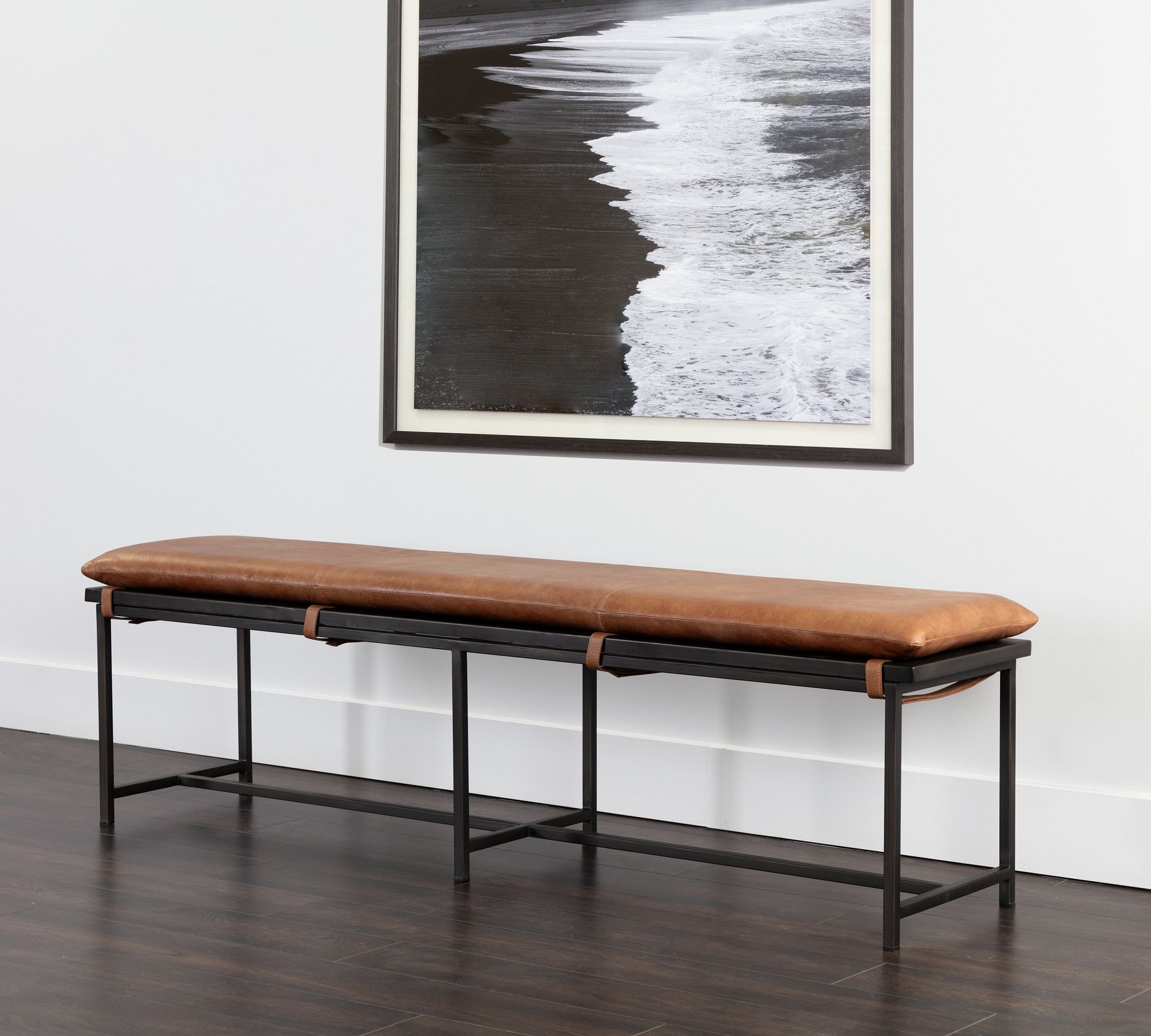 Benson Leather Bench (68")