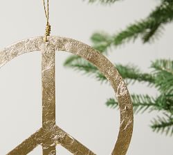 Hammered Gold Peace Sign Ornament