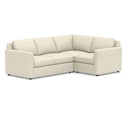 Sanford Square Arm Upholstered Left 3-Piece Corner Sectional, Polyester Wrapped Cushions, Basketweave Slub Oatmeal