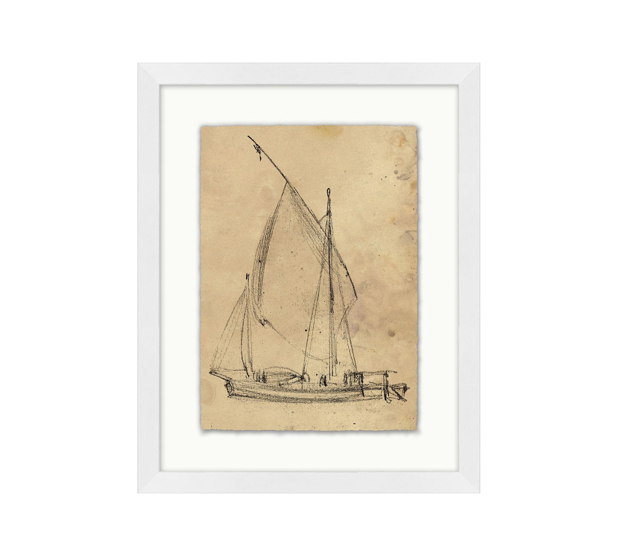 Charcoal Ship Framed Print