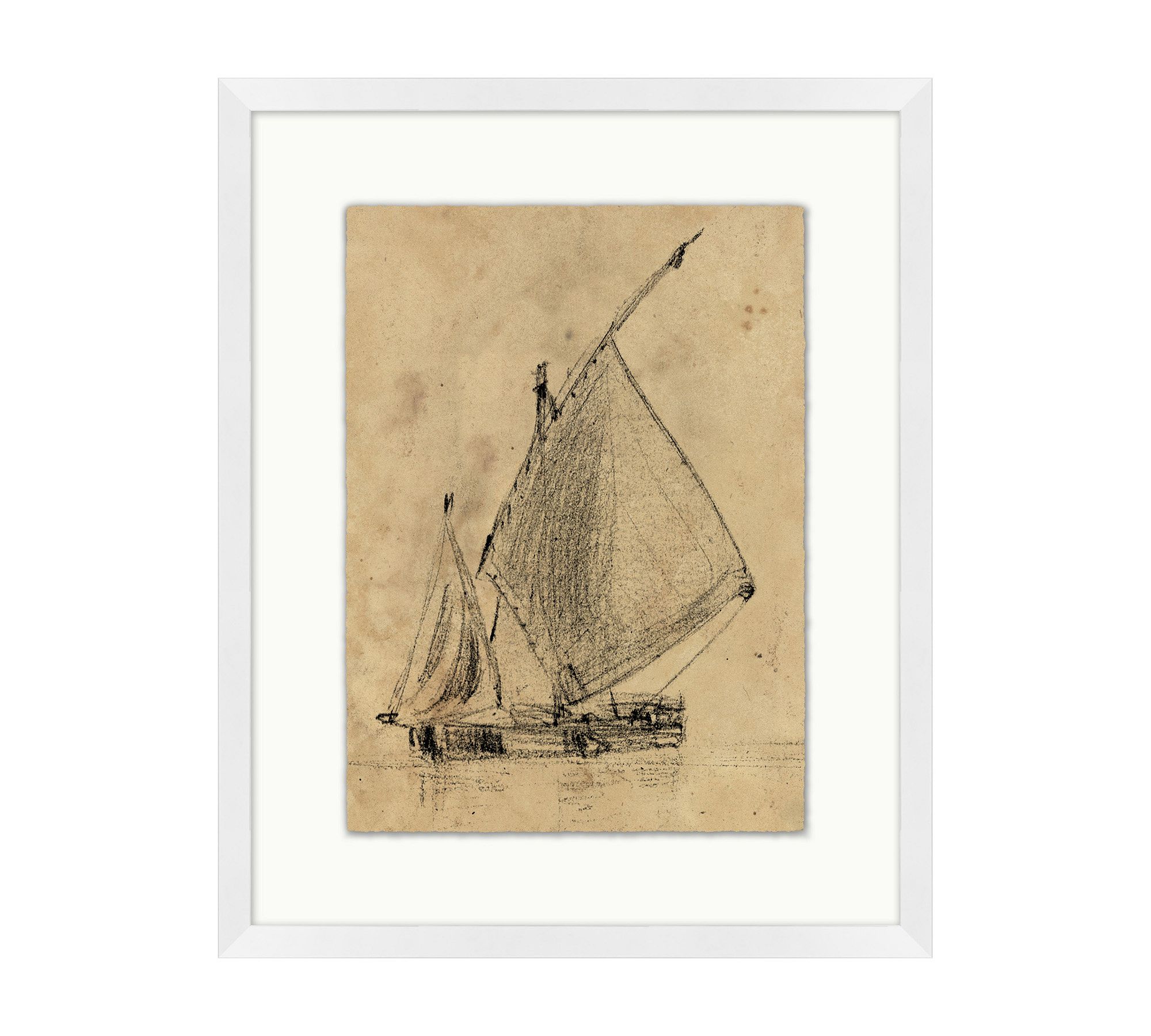 Charcoal Ship Framed Print