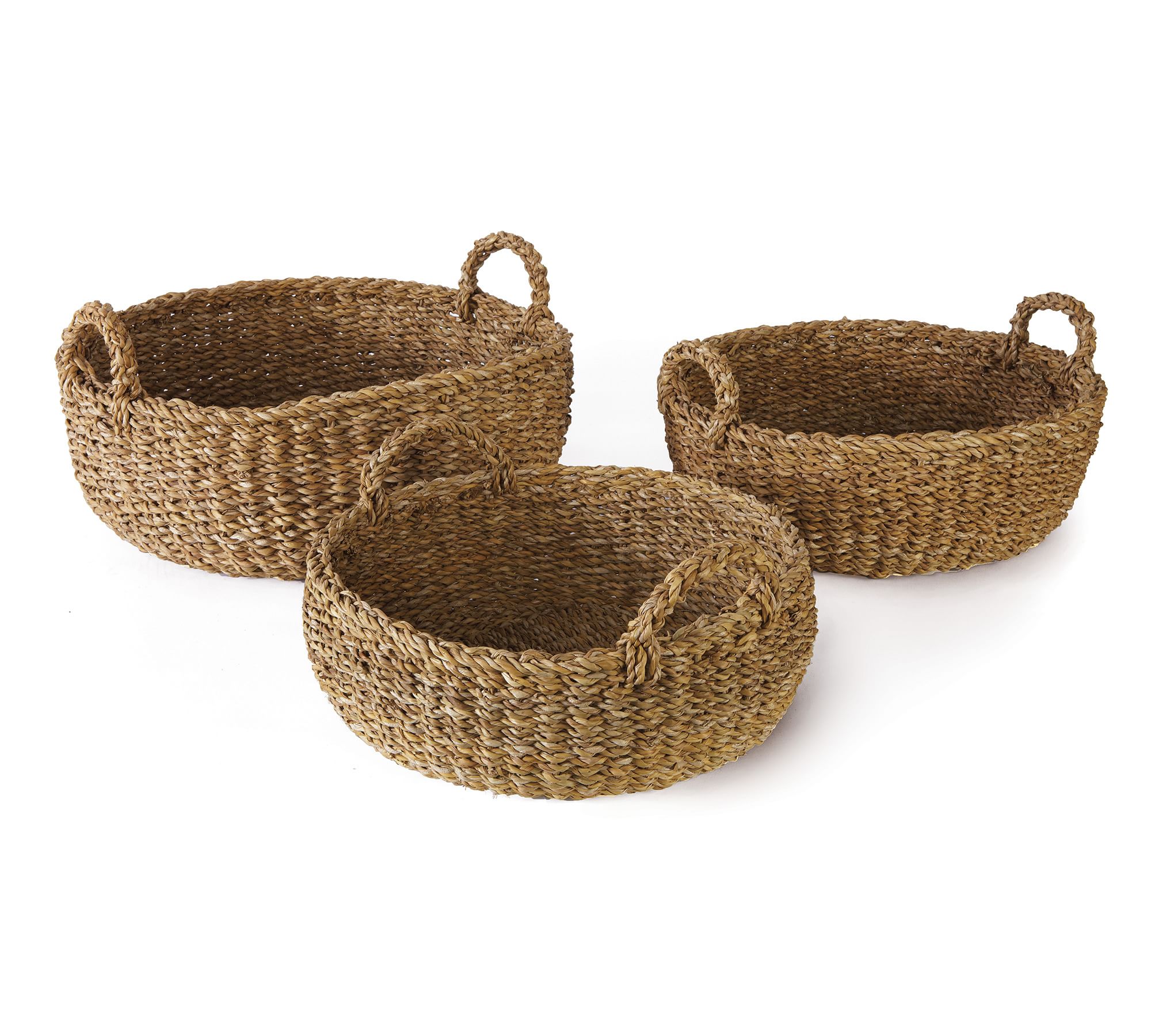 Lisbon Seagrass Woven Handled Baskets, Set of 3