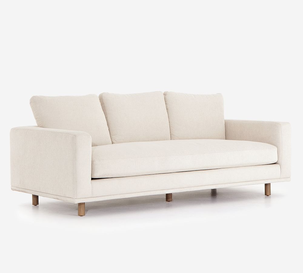 Centrale Bonnell Ivory 85" Modern Stationary Sofa with Track Arms