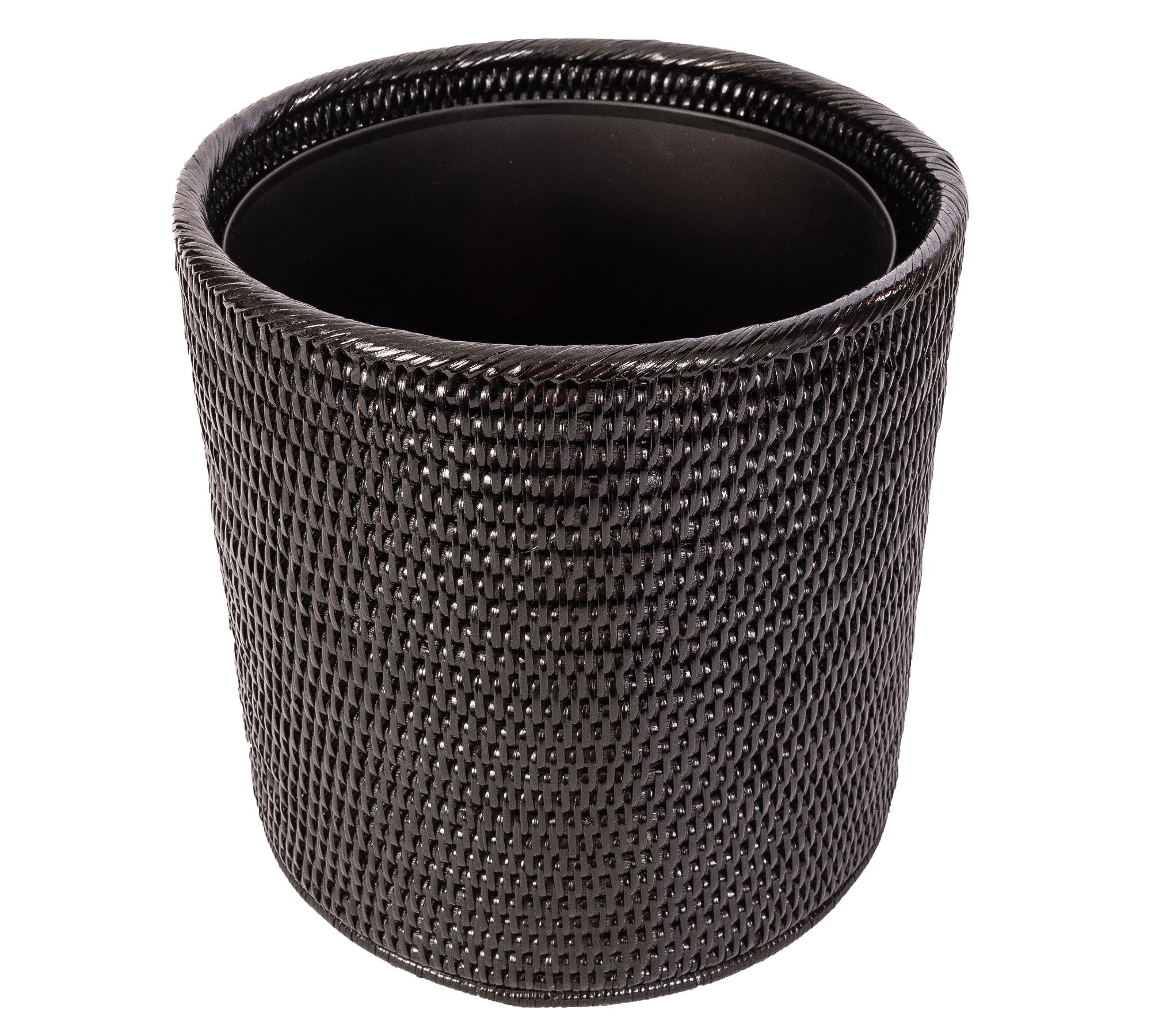 Tava Handwoven Rattan Round Tapered Waste Basket With Metal Liner