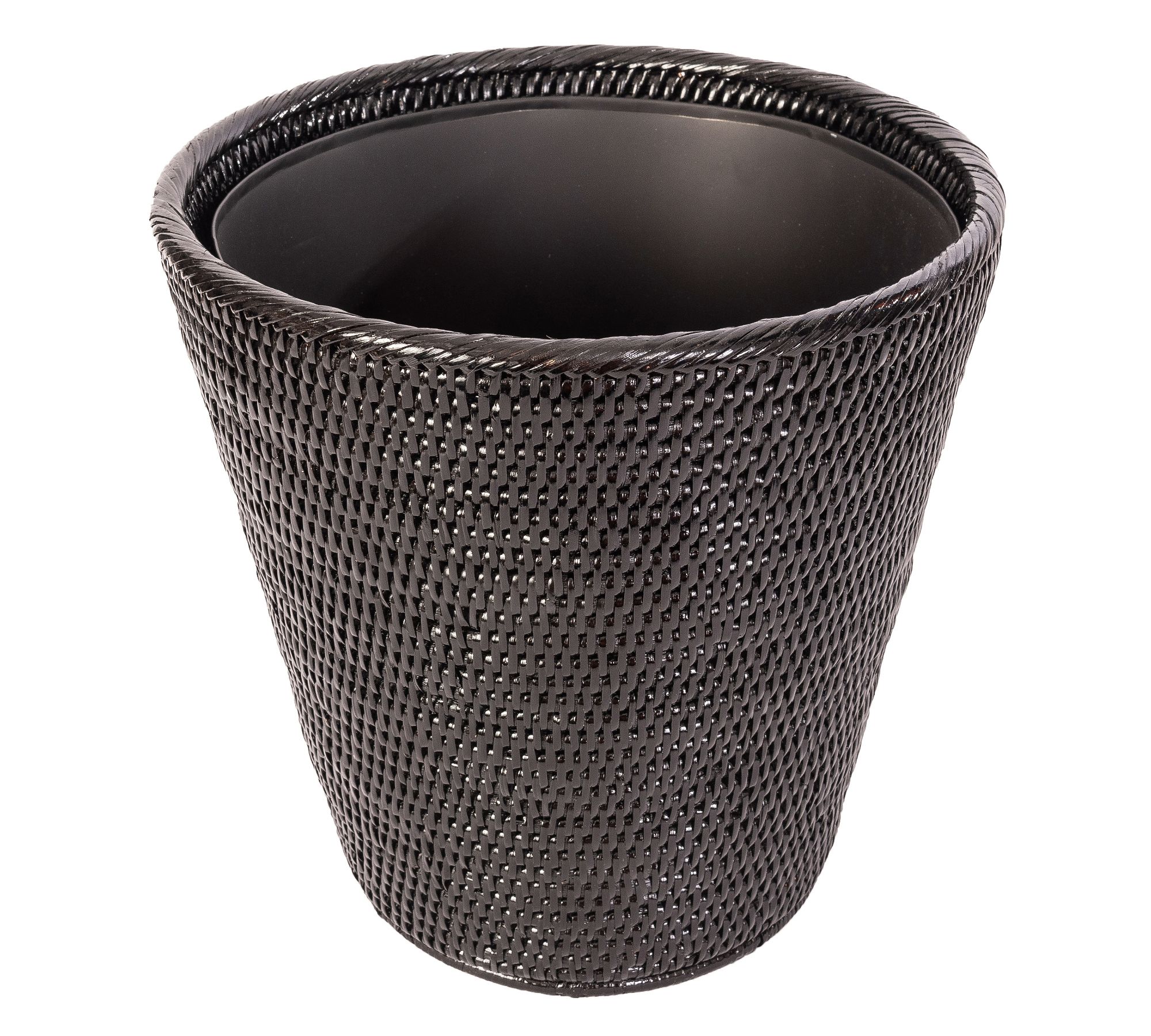 Tava Handwoven Rattan Round Waste Basket With Metal Liner