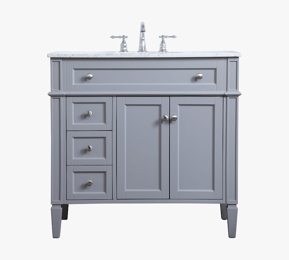 Gray 36" Single Sink Vanity with Carrara Marble Top