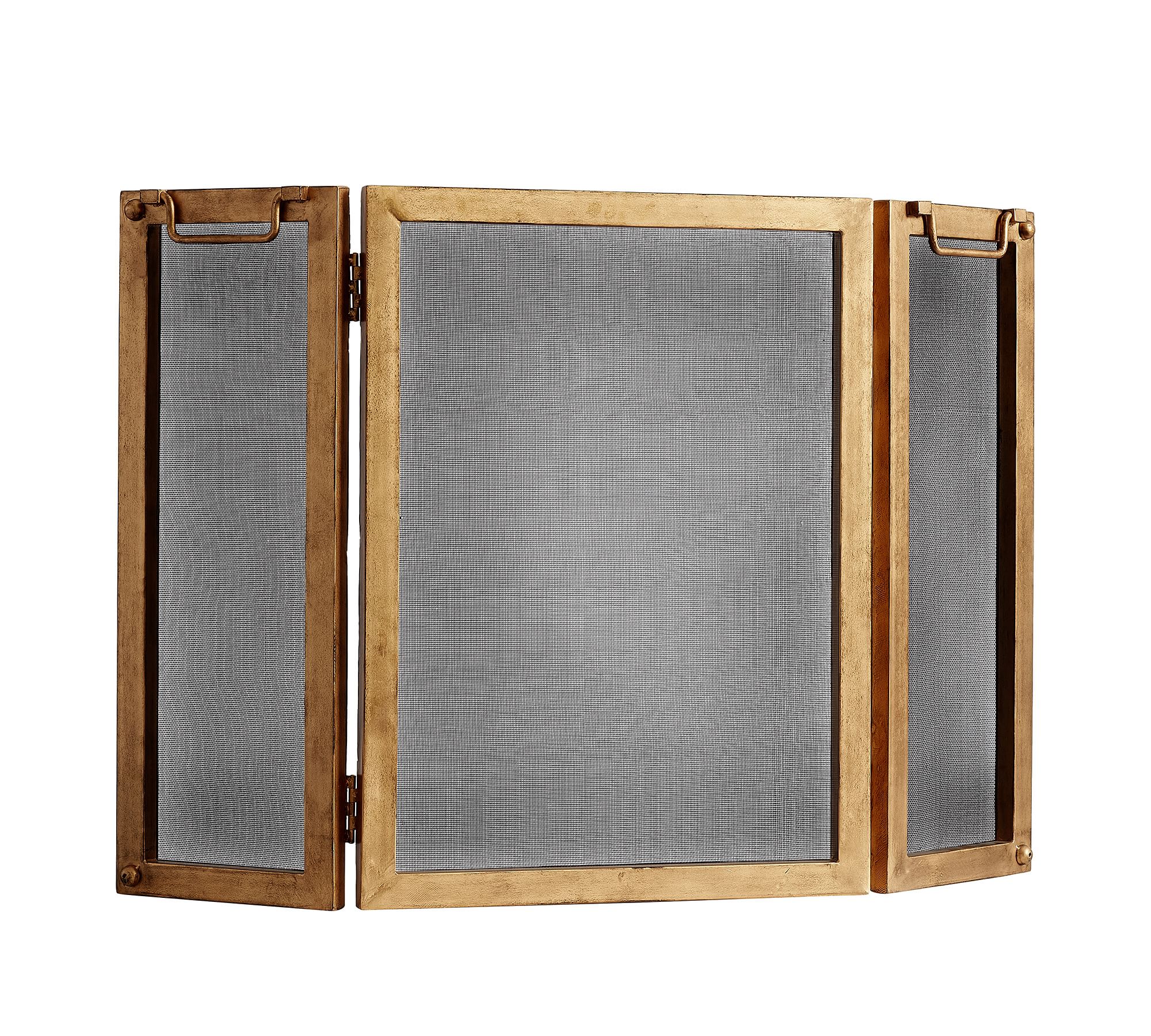 Industrial 48" 3-Panel Fireplace Screen