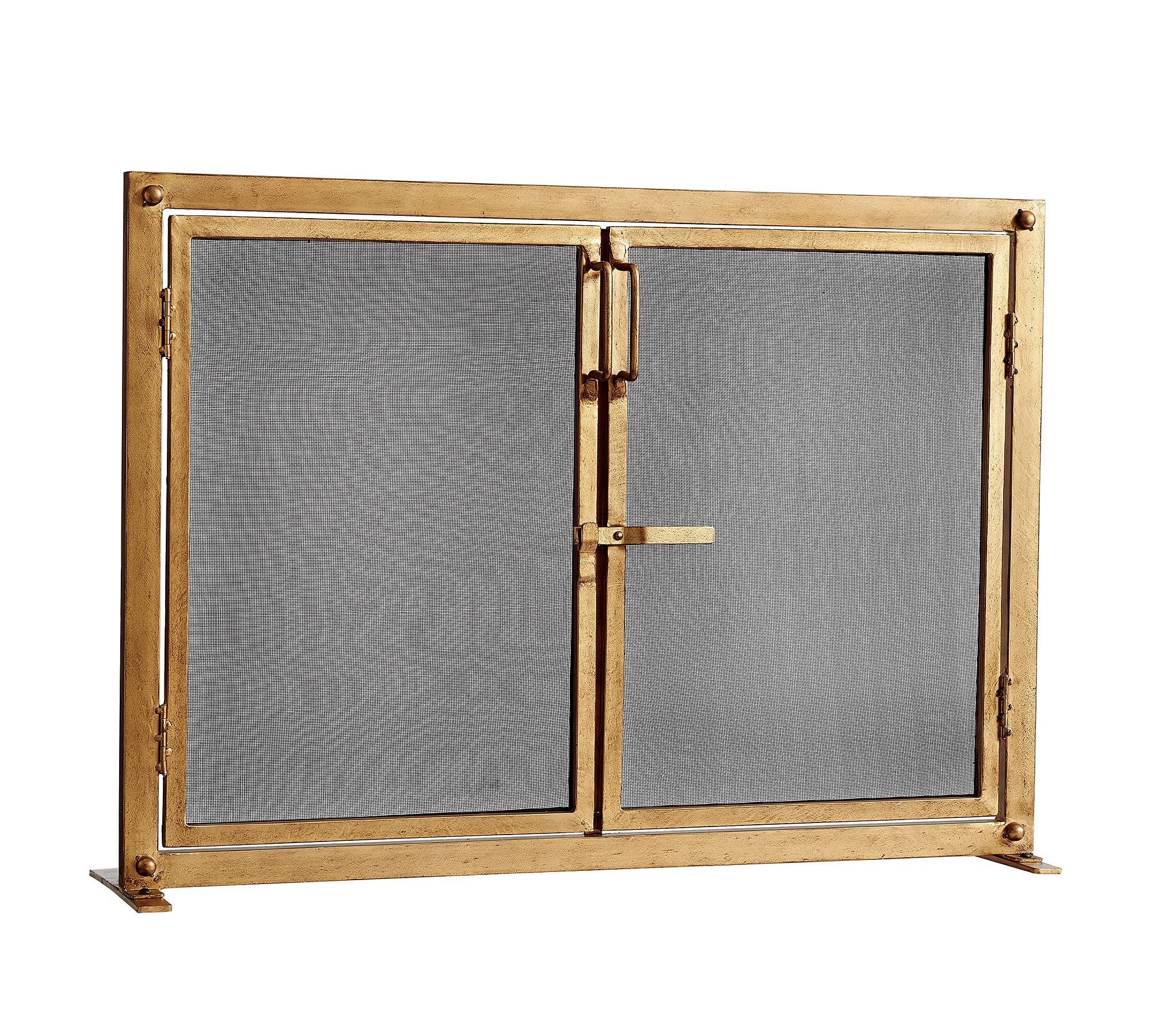 Industrial 44" Fireplace Screen with Doors