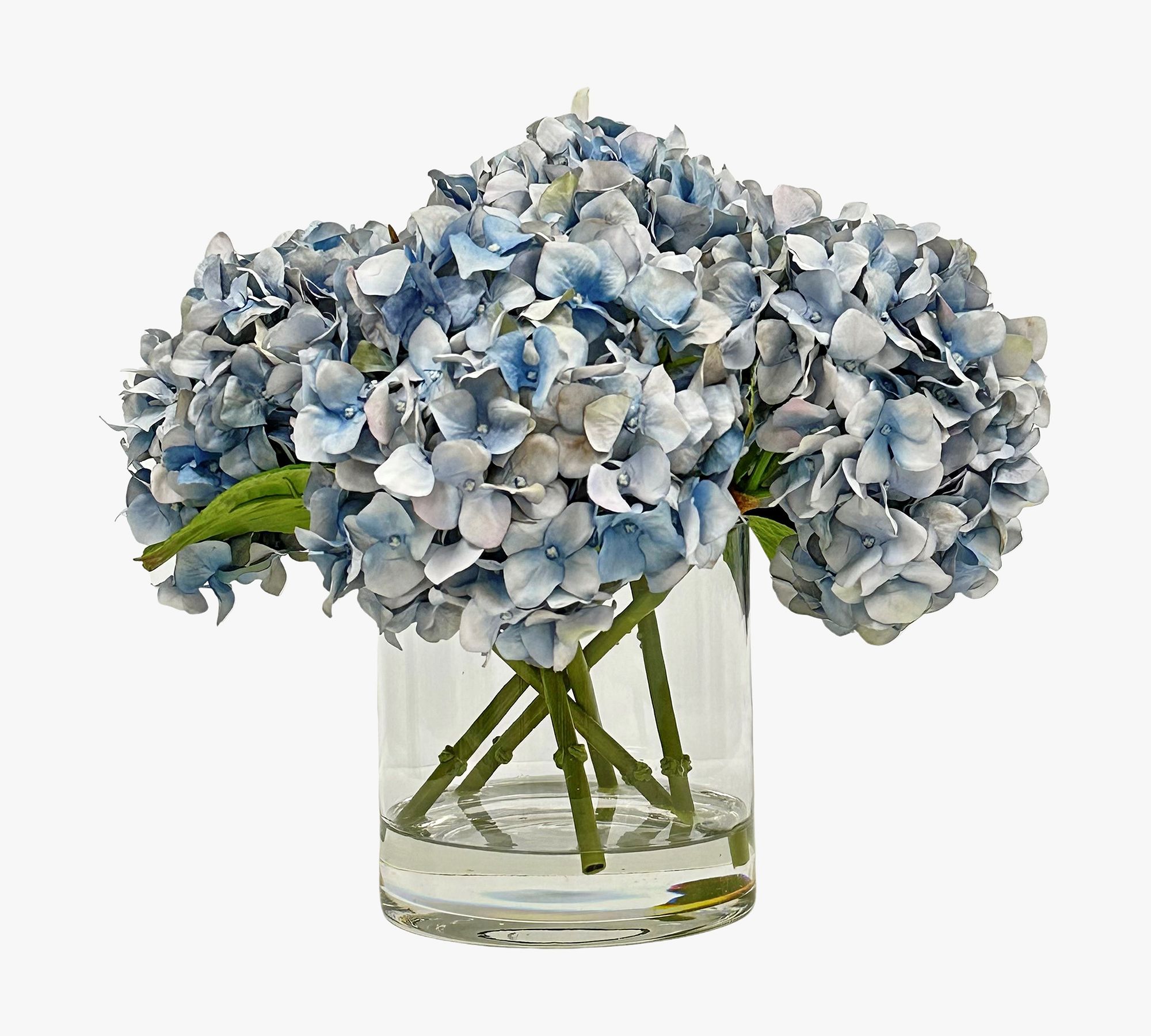 Faux Green Hydrangea Glass Vase