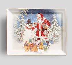 Nostalgic Santa Stoneware Rectangular Serving Platter