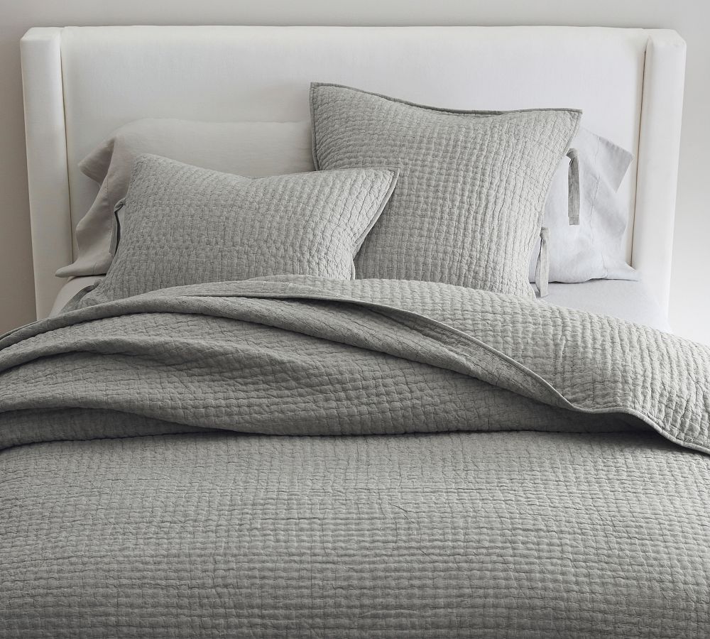 Pick-Stitch Handcrafted Cotton Linen Quilt