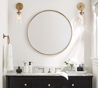 Round bathroom mirror with sconces cheap