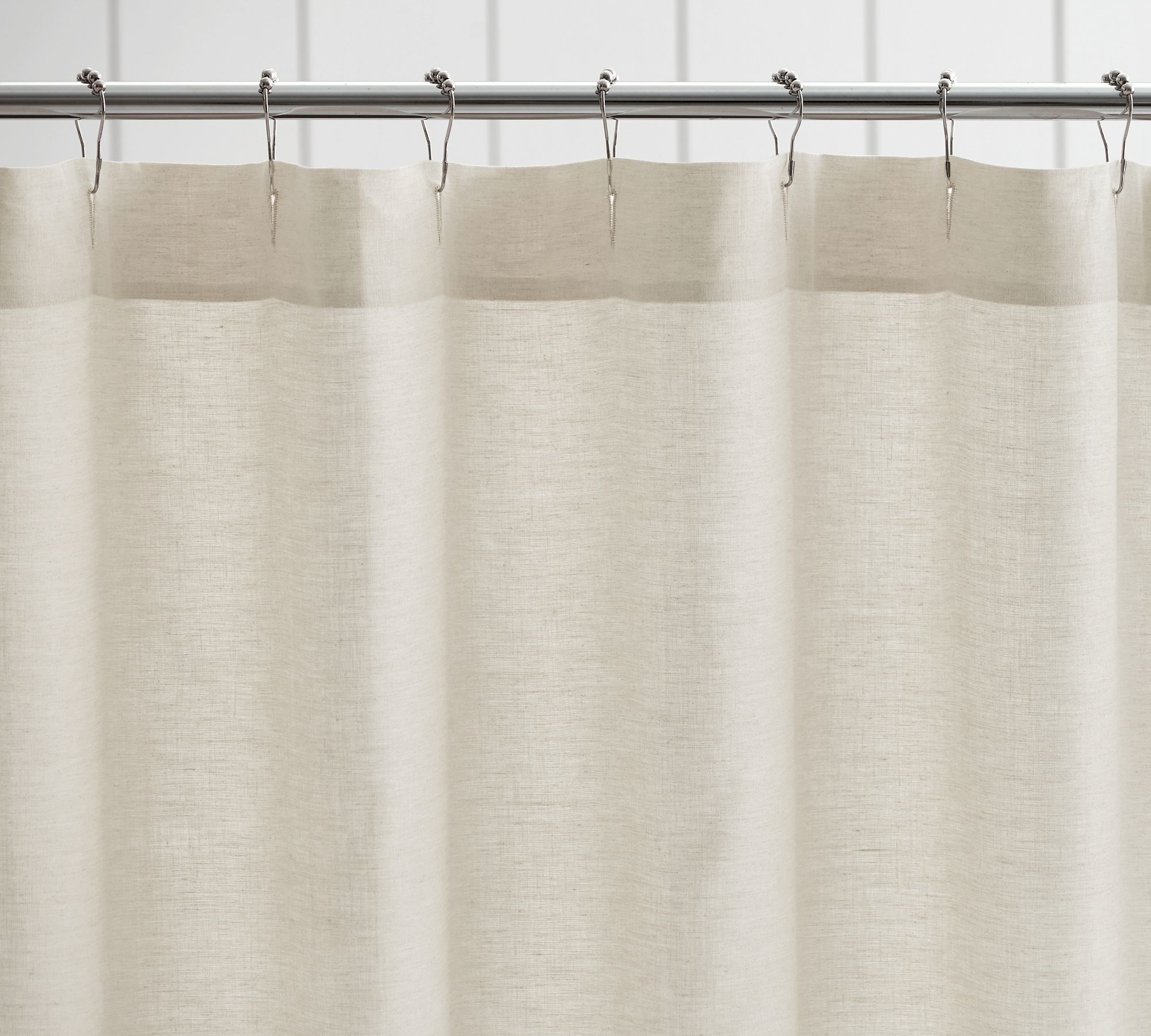 Belgian Flax Linen Hemstitch Shower Curtain