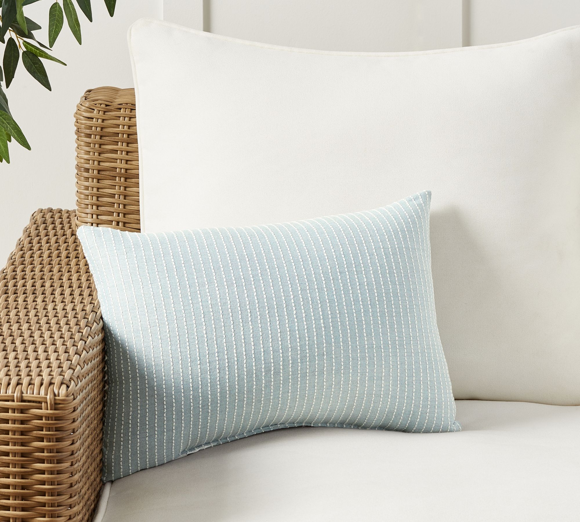 Sunbrella® Pickstitch Striped Outdoor Pillow