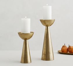 Rough Cast Brass Pillar Candleholder