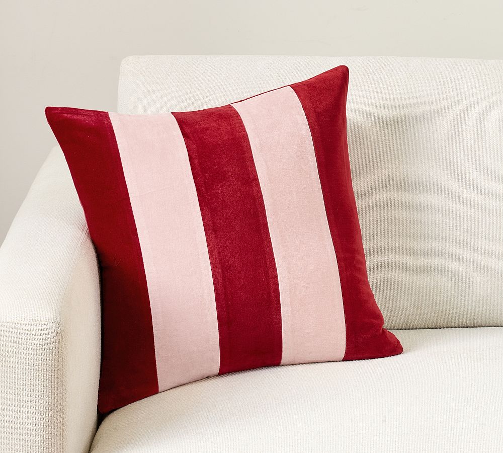 Monique Lhuillier Harper Velvet Pieced Stripe Pillow Pottery Barn
