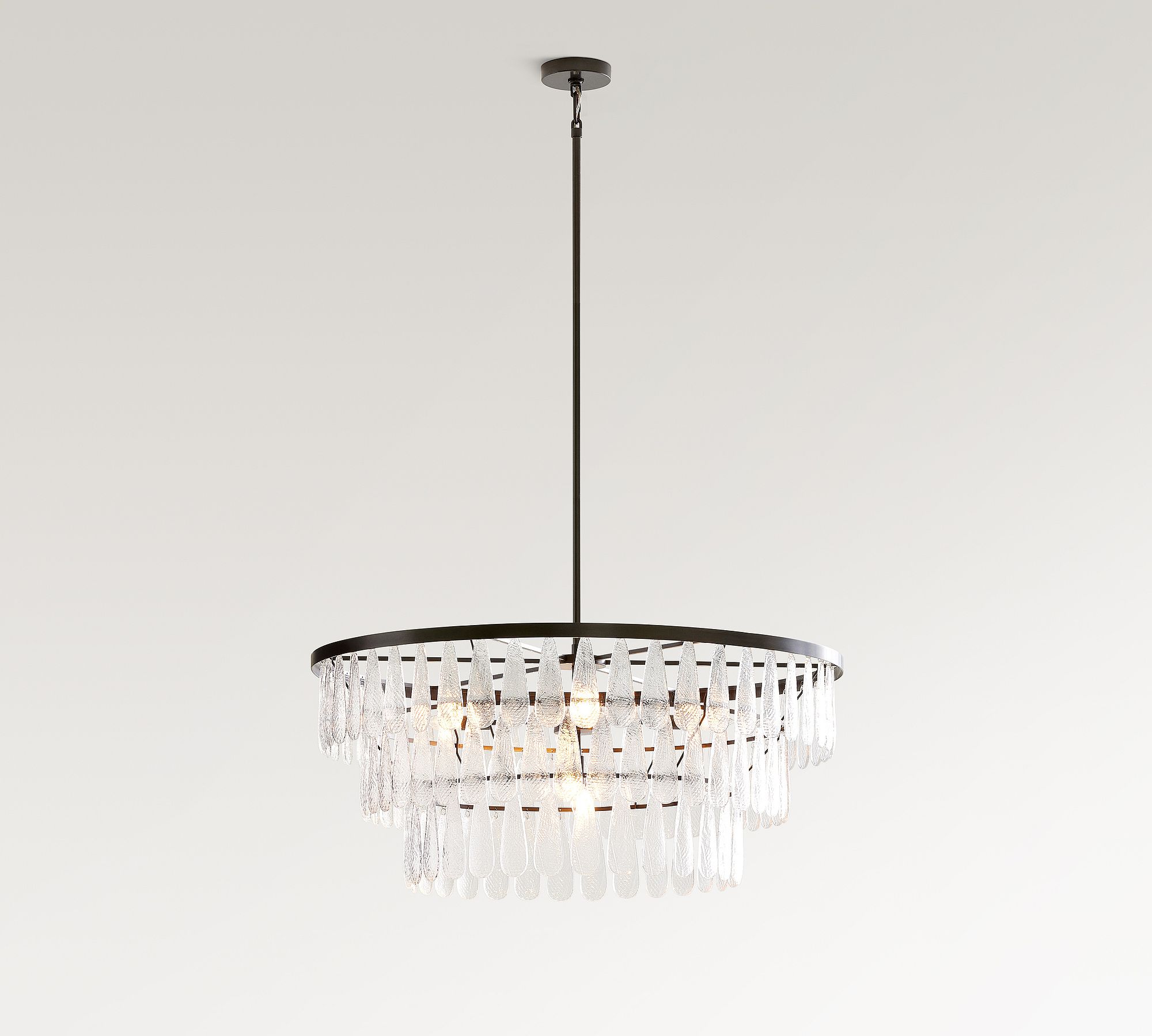 Mable Textured Glass Round Chandelier (37")