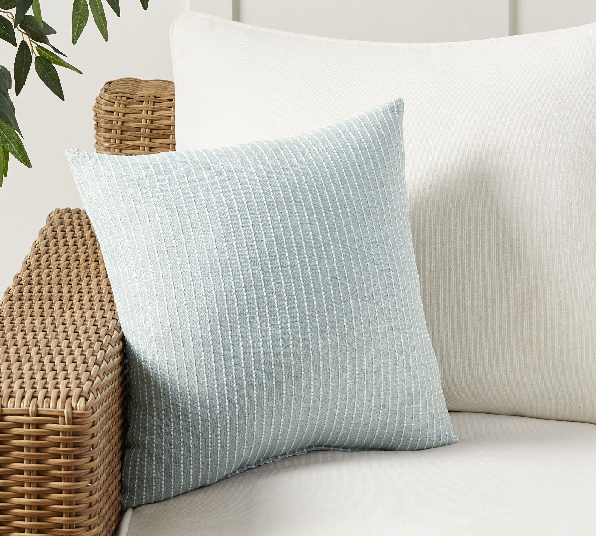 Sunbrella® Pickstitch Striped Outdoor Pillow