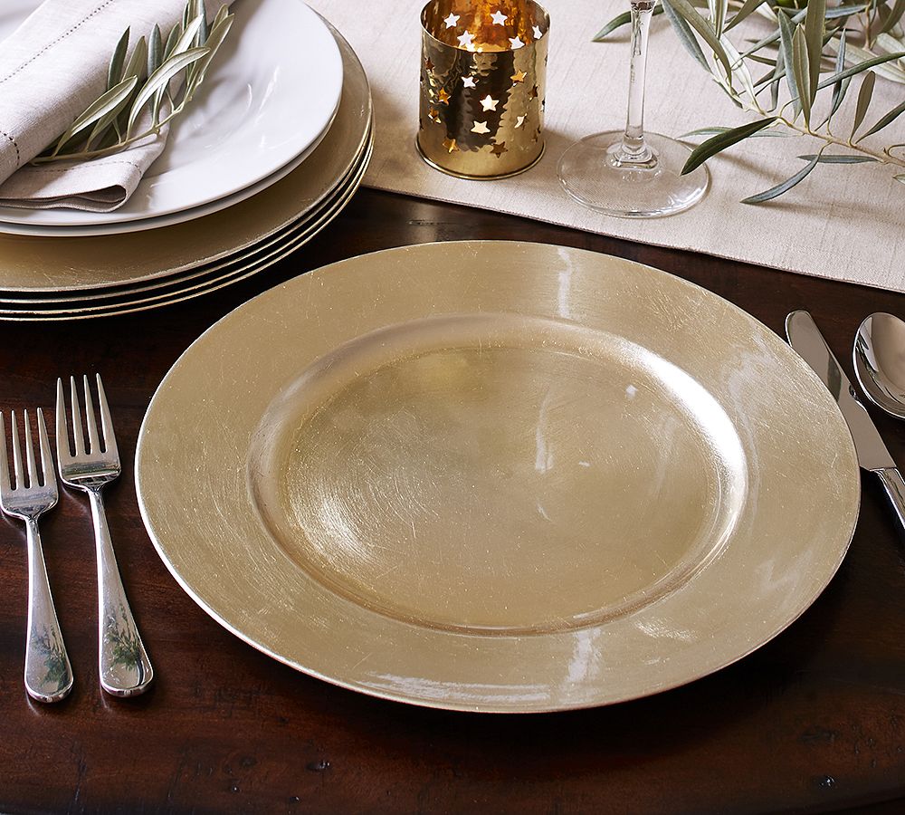 Caterer's Box Gilt Charger Plates - Set of 12, Champagne