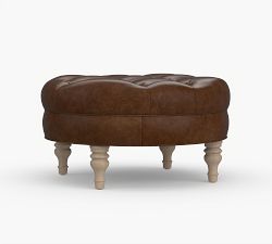 Martin Round Leather Ottoman