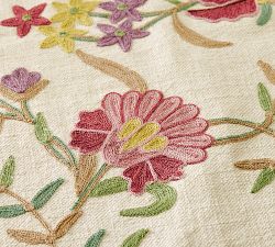 Liana Crewel Embroidered Cotton/Linen Table Throw