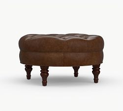 Martin Round Leather Ottoman