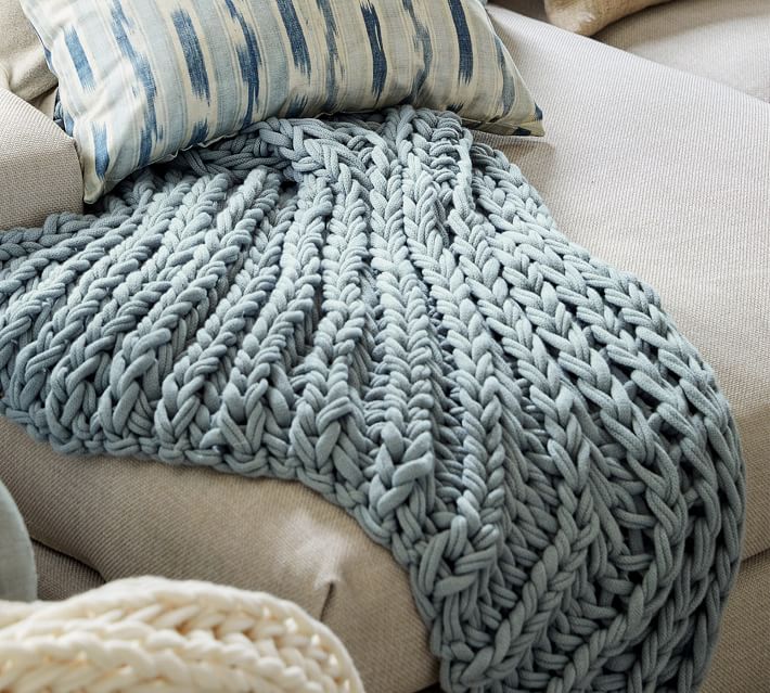 Colossal Ribbed Handknit Throw Blanket Pottery Barn