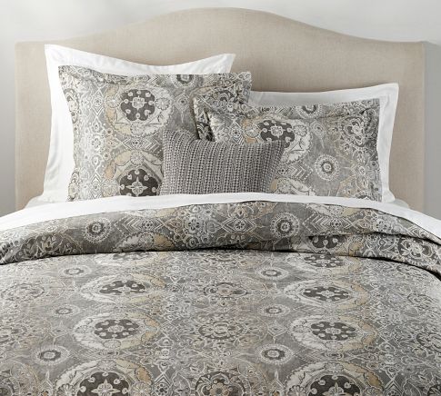 Pottery Barn King duvet organic cotton boho top paisley medallion