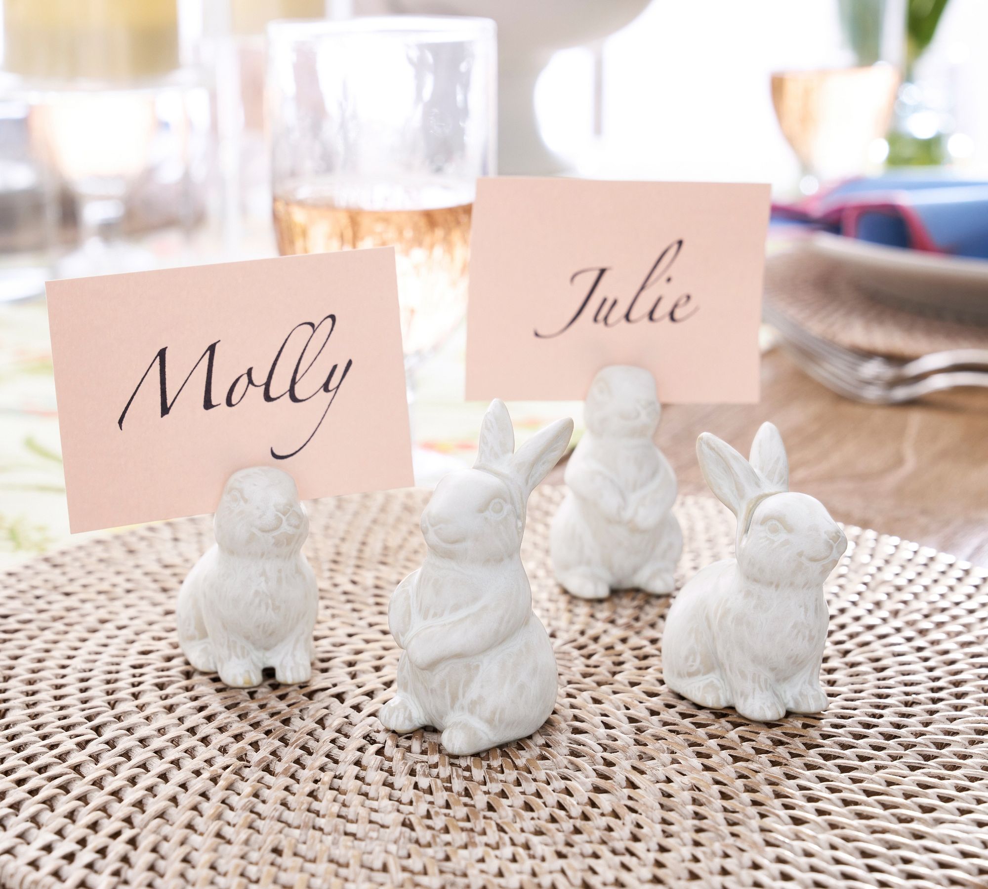 Rustic Bunny Stoneware Place Card Holders - Set of 4