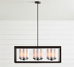 Sonora Outdoor Milk Glass Linear Chandelier (40&quot;)