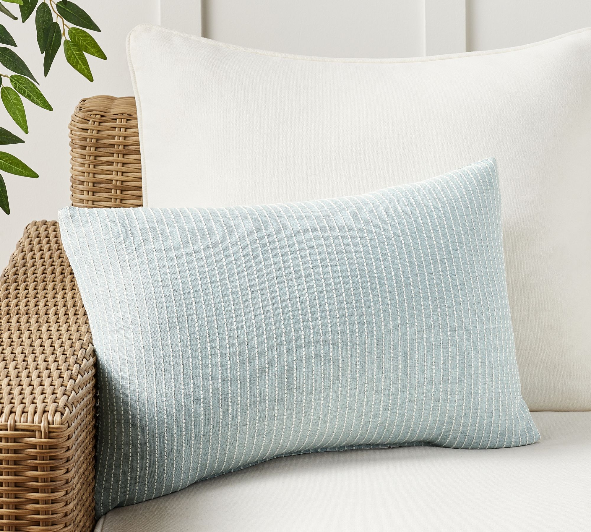 Sunbrella® Pickstitch Striped Outdoor Pillow