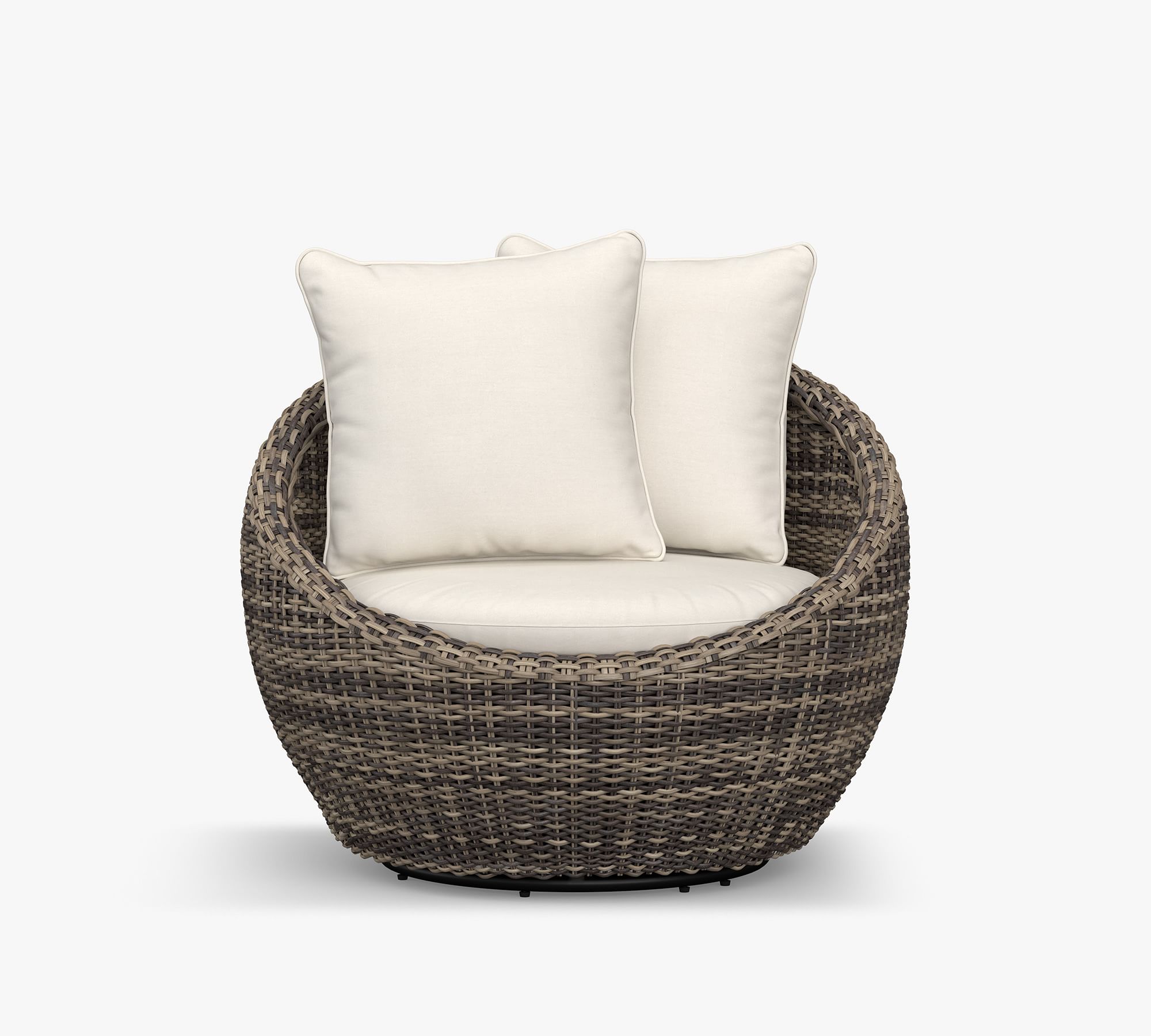 Torrey Wicker Papasan Swivel Outdoor Lounge Chair