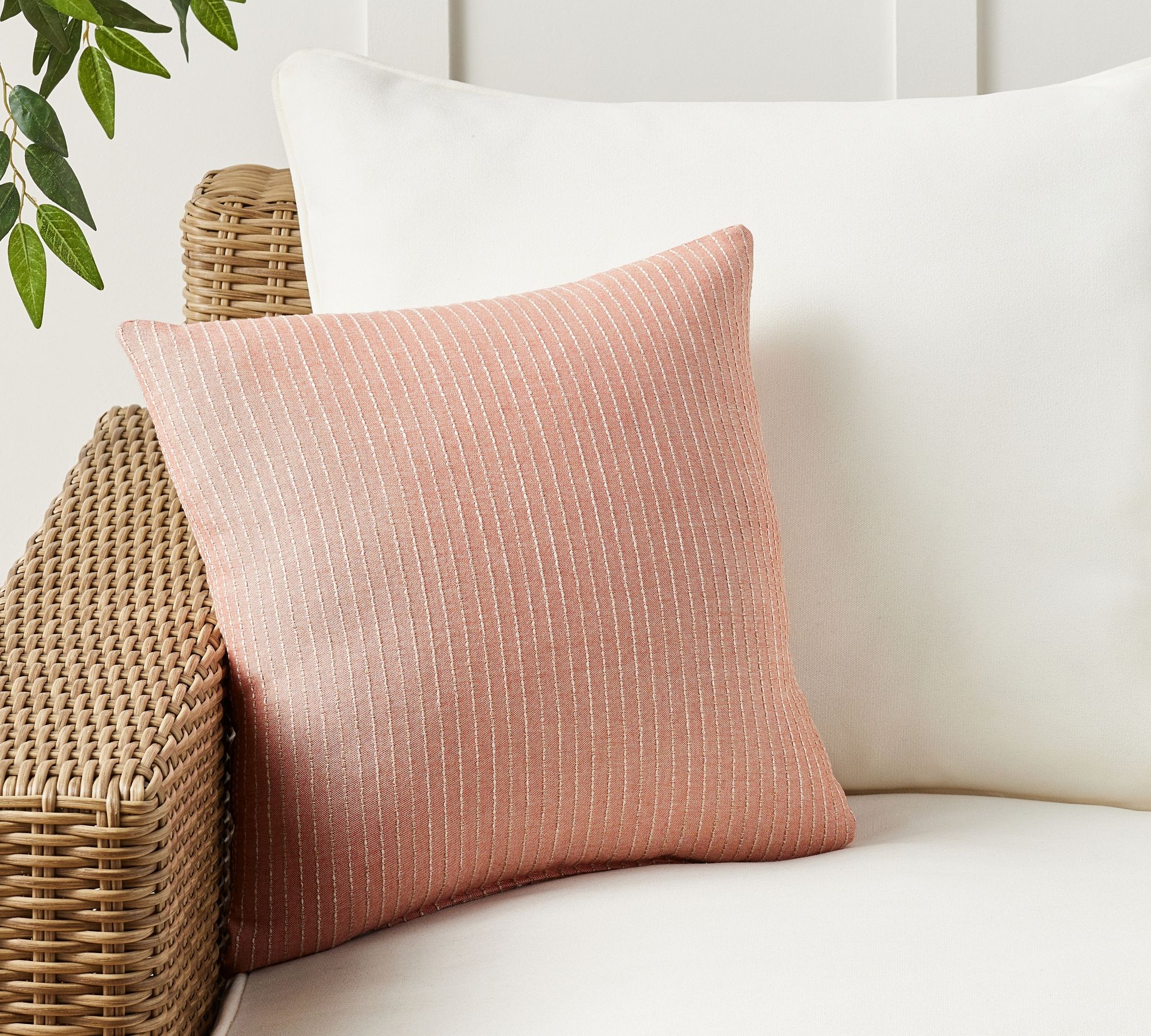 Open Box: Sunbrella® Pickstitch Striped Outdoor Pillow